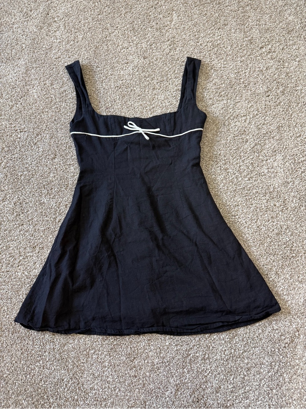 Peppermayo Black Mini Dress with White Tie Detail Size 4 - Picture 3 of 8